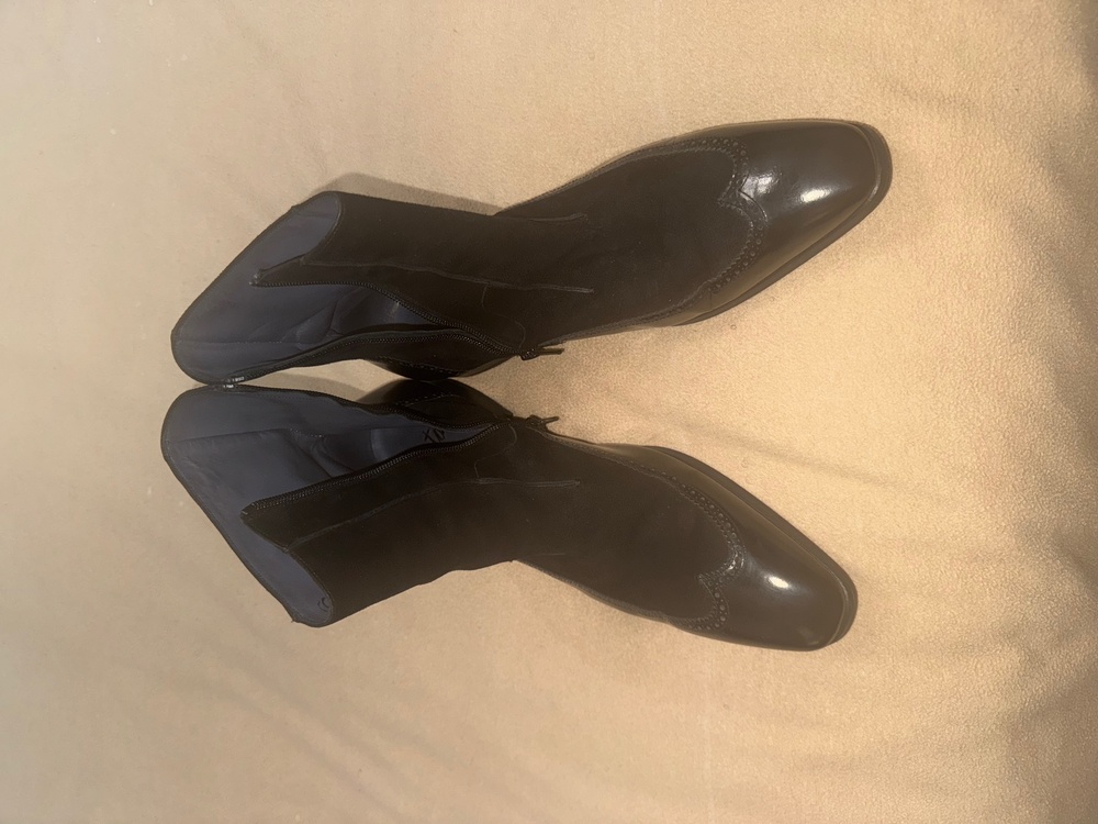 BLACK MEZLAN CUSTOM SUEDE AND LEATHER MENS ZIPPER CHELSEA BOOTS SIZE 12